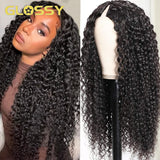 Deep Wave V Part Wig Human Hair No Leave Out Side Part Glueless U Part Wig 250 Density Brazilian Curly Human Hair Wigs - Divine Diva Beauty