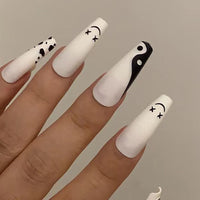 Pink Cow Design False Nail French Full Cover Long Coffin Fake Nails Glue DIY Manicure Nail Art press on nails nail tips