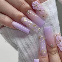 24pcs/box fake nails with Glue Detachable Long Ballerina False Nails With Design Wearable Fake Nails Full Cover Nail Tips