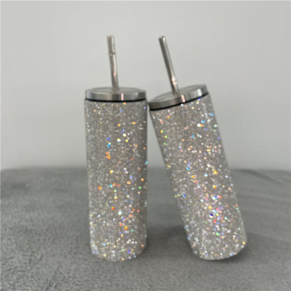 Shining Diamond Thermos Bottles Stainless Steel Tumblers with Straw Portable Water Bottle