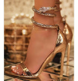 Gladiator Women Heels New Summer Fashion Ankle Strap pump Crystal Lace-Up Open Toe High Heels Gold Heels for Women Sandals