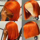 Ginger Short Bob Lace Front Wigs 100% Human Hair Wigs Bob Lace Wigs Blonde Orange Straight Brazilian Hair Closure Wig ****SALE***