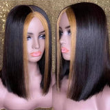 Short Bob Wig Highlight Wig Ombre Straight Human Hair Wigs Malaysia Preplucked Hairline Short Wigs Human Hair - Divine Diva Beauty
