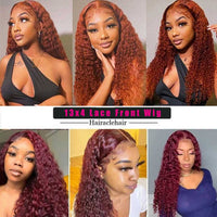 34 Inch Deep Wave Frontal Wig Ginger Lace Front Human Hair Wigs 13X4 Hd Lace Frontal Wig Remy Curly Human Hair Wigs