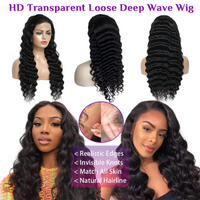 30inch Loose Deep Wave HD Transparent 13x6 Lace Front Wig Human Hair Wigs PrePlucked Malaysian HD Lace Frontal Wig 4x4 Lace Wig