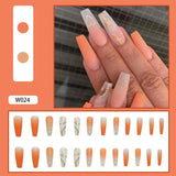 24Pcs/Box White French Fake Nails Press on Long XL Length Rhinestone Design False Nails Full Cover Acrylic Nail Tips - Divine Diva Beauty