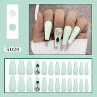 24pcs Marble Grey Fake Nails French Ballerina Long Gradient Design Artificial False Nails Full Coverage Detachable Nails Art - Divine Diva Beauty