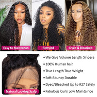 Virgin Kinky Curly Lace Front Human Hair Wigs HD Transparent Natural Malaysian Curly Human Hair Wig