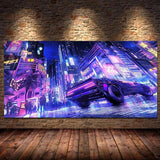 Cyberpunk Roadster Wall Art Game Canvas Painting Suitable for Gamers Room Boy Bedroom Decor Wall Art Pictures Posters and Prints