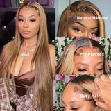 Highlight Wig 13x4 Ombre Hd Transparent Lace Front Wigs Bone Straight Honey Blonde Colored Lace Frontal Wig 4X4 Lace Closure Wig