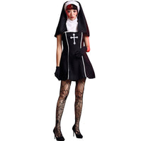 Women Black Nun Cosplay Female Halloween Costume