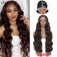 Synthetic Lace Front Wigs 99J Burgundy Lace Wig SOKU L Part Heat Resist Fiber Soft Long Wavy 30 Inch Hair Wig