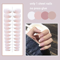 Fake Nail Nails Art Gel Tips Full Cover Pink And White Edge Pearl Armor With Designs Clear Display Short False Press On Acrylic