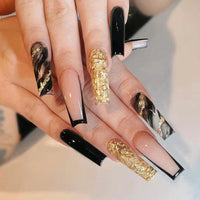 24pcs/box fake nails with Glue Detachable Long Ballerina False Nails With Design Wearable Fake Nails Full Cover Nail Tips