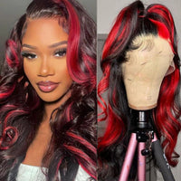 *****SALE****Body Wave Lace Front Wigs Synthetic Reddish Brown Wig Ombre Red Lace Frontal Wig Pre Plucked With Baby Hair