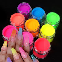 3pcs Neon Acrylic Powder Nail Art Extension Design Fluorescent Engraving Dipping Powder Acrylic Manicure