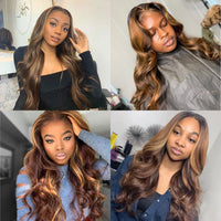 4x4 13x4 Highlight Wig Human Hair Wigs Body Wave HD Lace Frontal Wig Pre Plucked Honey Blonde Colored Human Hair Wigs