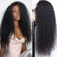 Virgin Kinky Curly Lace Front Human Hair Wigs HD Transparent Natural Malaysian Curly Human Hair Wig