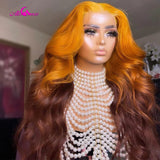 HD Straight 13X4 Lace Front Human Hair Wig Ombre Brown Transparent Lace Frontal Wig Brazilian Remy Hair highlight