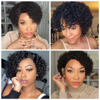 Short Kinky Curly Human Hair Wig Afro Short Wigs Pixie Cut Wig Human Hair No Lace Front Natural Brazilian Hair Wigs - Divine Diva Beauty