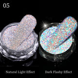 Reflective Glitter Nail Powder Green Red Holographic Nail Art Dust Shinning Chrome Pigment DIY Manicures Decoration