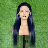 13*4 13*6 Straight Highlight  Black With Blue Lace Frontal Wigs Human Hair Wig Brazilian  Hair Glueless Full Lace Wigs SALE