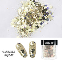 10ML Bottled Nail Art  White Black Gold Purple Light Colorful Nail Woolen Powder Nail Art Glitter Nails