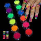 Neon Phosphor Pigment Powder Fluorescent Nail Glitter  Shinny Chrome Dust DIY Gel Polish Manicure Nails Art Decoration