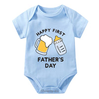 Happy 1st Father Day Daddy Print Newborn Baby onesie bby