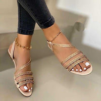 Comfort Slip on Sandals Rhinestones Bling Summer Casual Ladies Flats