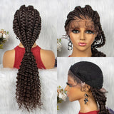 Synthetic Hair Braided Ponytail Lace Front Wigs Kinky Curly Frontal with Baby Hair Cornrow Box Braided Wigs