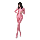 Glossy Long Sleeve Elastic Bodysuit Bodycon Rompers