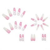 24pcs/box Gradient White Pink Tai Chi Wearing Nail Finished Fake Nail Patch Oval Head Pre Design Acrylic Nail Tips for Girls - Divine Diva Beauty