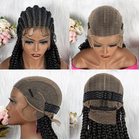 Synthetic Full Lace Wigs 36 INCH Box Cornrow Braided Wigs With Baby Hair Braid Wig With Bohemian Curls