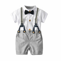 Baby Boy With Bow Hat Gentleman Striped Summer Suit With Bow Toddler outfit bby