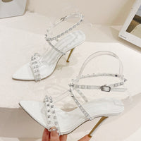 sexy Metal Rivet Ankle Strap Sandals New Gladiator Open Toe Party Stripper Heels Summer Shoes Women