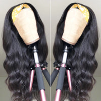 Headband Wig 100% Human Hair Scarf Wig 150%/180% Density Remy Brazilian Body Wave Wig Natural Wavy Glueless