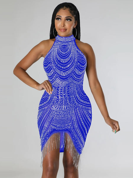 Beautiful Sleeveless Rhinestones Fringes Short Party Dress Sparkle Off Shoulder Sequins