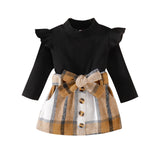 Children Clothing Baby Girl Long Sleeve Knit Tops+Plaid outfits