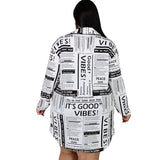 Plus Size avail Long Sleeve Turn-down Collar Printing Casual Sexy Fashion Mini Dresses