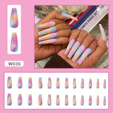 24Pcs/Box White French Fake Nails Press on Long XL Length Rhinestone Design False Nails Full Cover Acrylic Nail Tips - Divine Diva Beauty