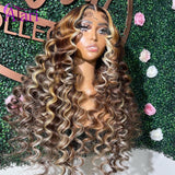 Highlight Brown Blonde Loose Wave Human Hair Wigs 13x4 Lace Front Wig Transparent 5x5 Deep Curly Closure Wig Prepluck