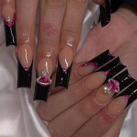 24pcs Fake Nails With Design Full Cover Acrylic Press On Detachable Long Coffin Ballerina Nails Finished Fingernail