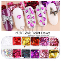 12 Grids Opal Dream Crystal Sequins Nail Flake Galaxy Iridescent Aurora 3D Paillette for Winter Autumn Manicure Decoration