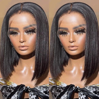 Human Hair Wigs Brazilian Straight Bob Wigs Transparent Human Hair Frontal Lace Wig PrePlucked Wigs Natural Hair