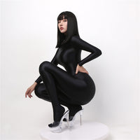 Glossy Long Sleeve Elastic Bodysuit Bodycon Rompers