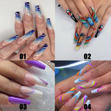 24pcs Fake Nails With Design Full Cover Acrylic Press On Detachable Long Coffin Ballerina Nails Finished Fingernail