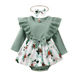 Infant Girl 2Pcs Outfit Pleated Fly Sleeves Cartoon Print bby