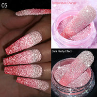 Reflective Glitter Nail Powder Green Red Holographic Nail Art Dust Shinning Chrome Pigment DIY Manicures Decoration