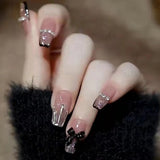 24pcs Rhinestone Design Fake Nails Shiny Bridal Women Lady party nail DIy Decorations Press On nail Tips False Nail Patch